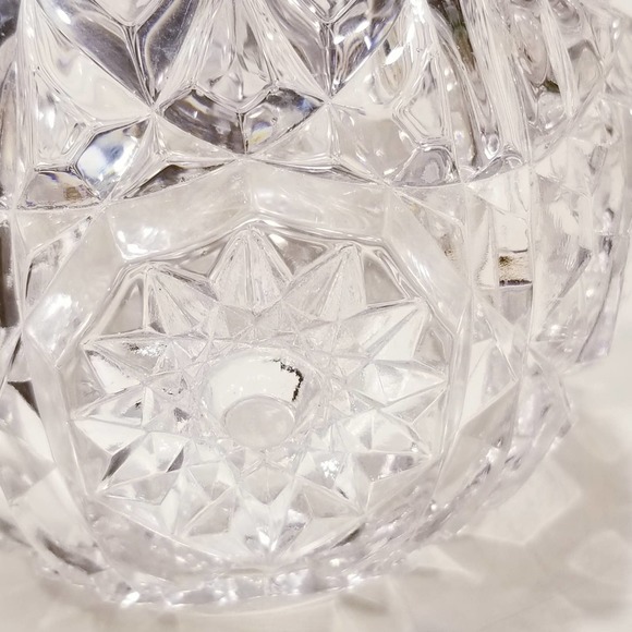 unknown Accents Vintage Crystal Diamond Cut Glass Globe Vase Bowl